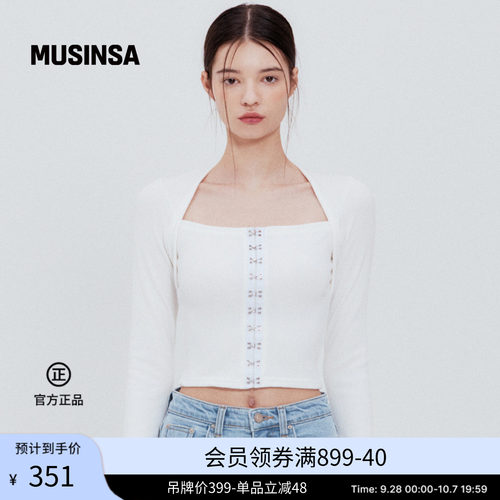 方领前扣上衣显瘦设计感针织衫
