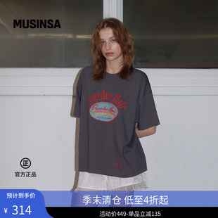 OverdueFlair韩国26夏季女士美式复古宽松版型短袖T恤MUSINSA
