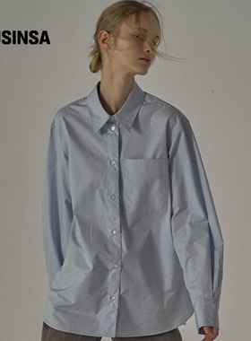 Facade Pattern韩国25秋冬宽松府绸衬衫浅蓝宽松廓形衬衫MUSINSA