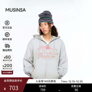 卫衣MUSINSA 宽松百搭图案上衣连帽长袖 WKNDRS韩国男女同款 25秋季