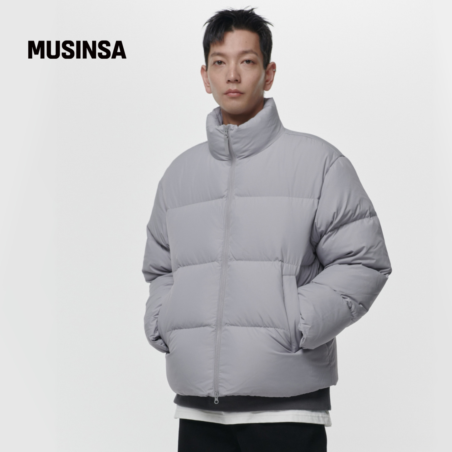 musinsa standard韩国25冬季男士时尚简约立领双拉链羽绒夹克外套