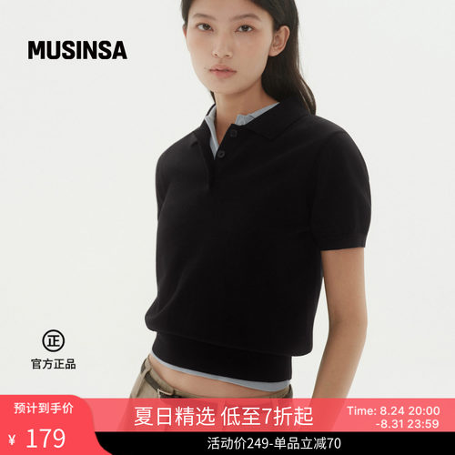 musinsa standard苏匹马棉针织系列女士休闲日常针织polo衫