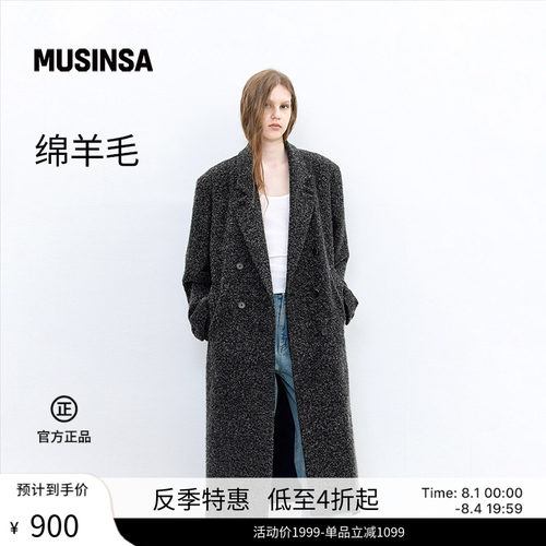 女士春季复古浴袍式双排扣大衣