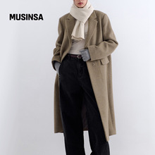 musinsa standard韩国25冬季女士羊毛混纺翻领长款毛呢大衣外套