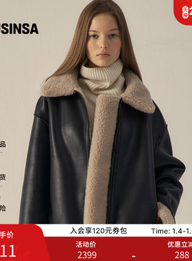 FACADE PATTERN韩国女士25冬季时尚流行剪羊绒夹克MUSINSA