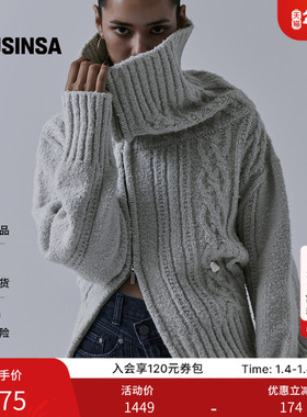 TREEMINGBIRD韩国女士25秋季时尚高领拉链长袖卫衣外套MUSINSA