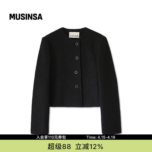 简约圆领银扣休闲通勤短款外套