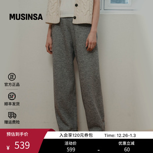 MUSINSA 加厚弹力松紧腰直筒裤 URAGO韩国女士25秋季 运动时尚