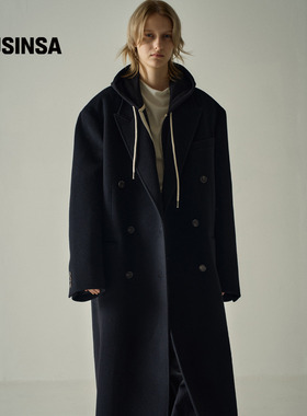 【含羊绒羊毛】FACADE PATTERN韩国25秋冬双排扣毛呢外套MUSINSA