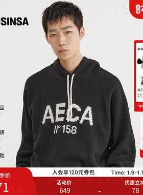 AECA韩国男女25秋季新款休闲日常大Logo羊毛连帽针织衫MUSINSA