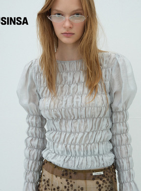 overdue flair韩国女士25秋冬镶边蓬松衬衫小众设计感长袖MUSINSA