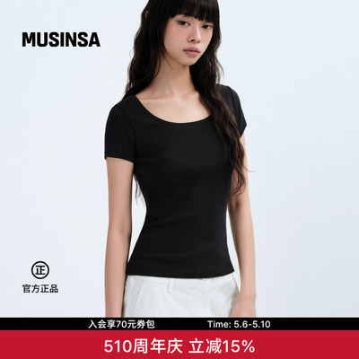 musinsa standard韩国26春季新品女士日常通勤修身圆领短袖T恤