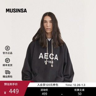 大Logo连帽长袖 百搭时尚 卫衣MUSINSA 宽松新款 AECA韩国男女25秋季