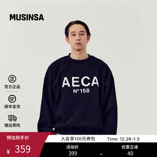 卫衣MUSINSA 宽松日常休闲大Logo圆领长袖 AECA韩国男女25秋季 新款