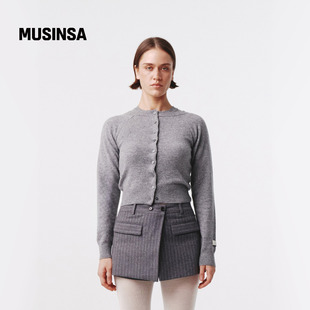 Kijun韩国女士25秋季 MUSINSA 好看休闲感流行外套双层领针织开衫