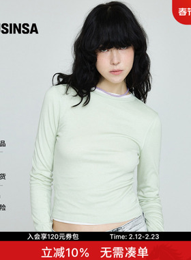 INSTANTFUNK韩国女士春季弹力T恤舒适百搭修身长袖上衣MUSINSA