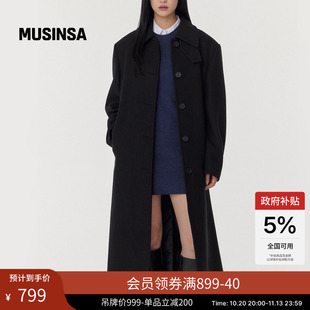 【含羊毛】musinsa standard韩国春季女士长款毛呢大衣外套