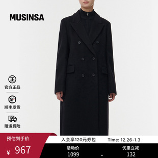 musinsa standard韩国25秋冬女士复古百搭双排扣长大衣
