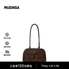 STAND OIL韩国女士25冬季复古简约对称双袋设计保龄球包MUSINSA