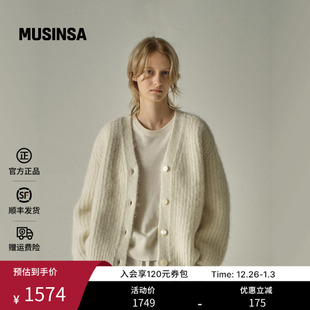 FACADE MUSINSA PATTERN韩国羊驼云朵韩系女生慵懒风针织开衫