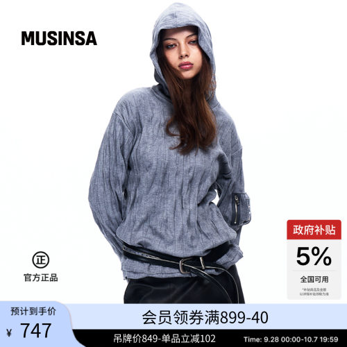 秋冬男女同款褶皱设计连帽卫衣