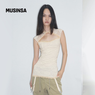 SCULPTOR 性感蕾丝吊袜带衬裙MUSINSA 韩国25秋冬小众设计感修身