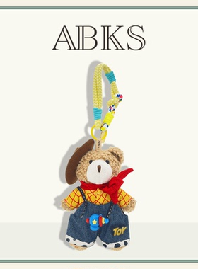 ABKS原创手工包包挂件包挂毛绒公仔牛仔小熊娃娃玩偶背包挂饰0150
