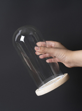 永生花防滑玻璃罩透明展示盒人偶圣诞树积木手模桌面摆件手办