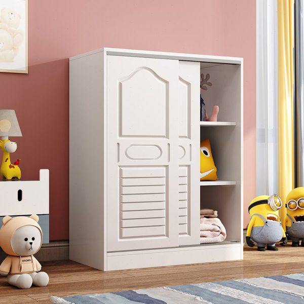 实木儿童衣柜家用卧室男孩无甲醛小户型推拉门小衣橱女孩收纳柜子