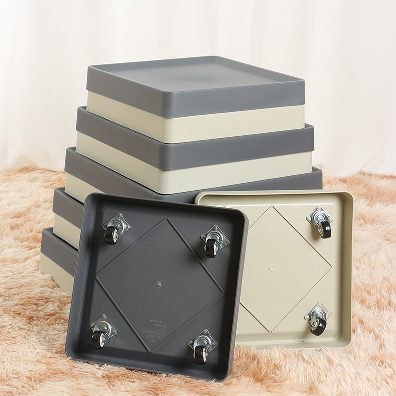 花盆托盘带轮底座滚轮接水盘塑料花盘底可移动隐R形隐藏滑轮垫加