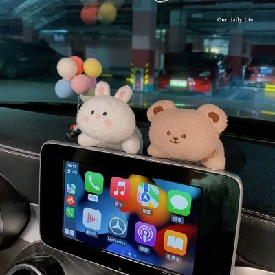汽车饰品摆件车载屏幕中控台显示屏摆件可爱毛绒趴趴公仔车用装饰