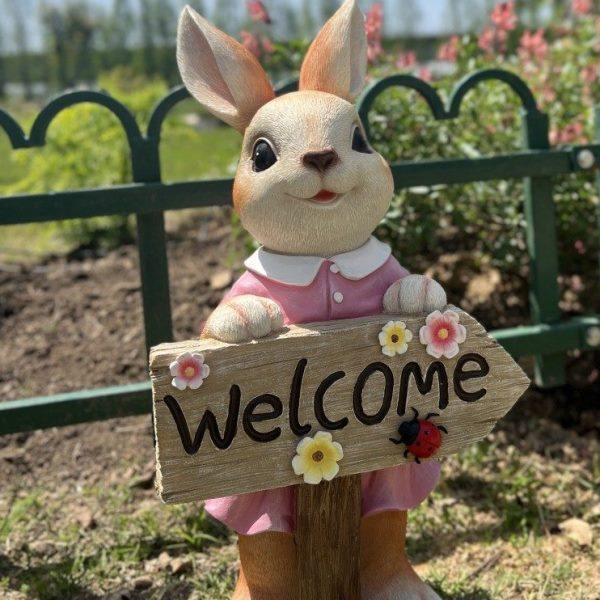 可爱兔子草坪摆件花园树脂动物入户花园装饰品幼儿园欢迎光临牌,家居饰品,户外/庭院摆件,淘宝优惠券,粉丝福利购,淘宝优惠卷