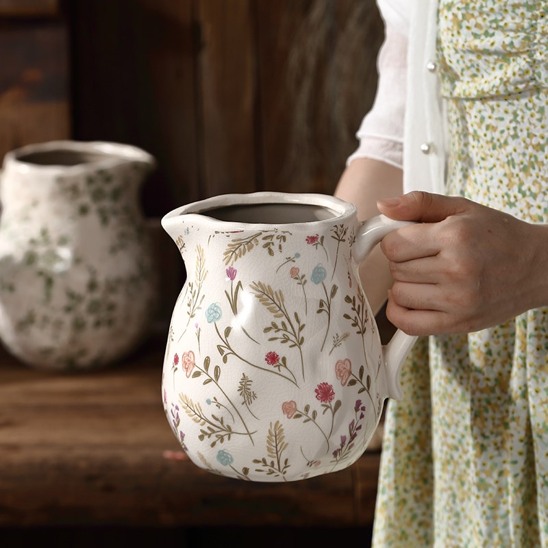 麦穗圆肚花壶瓶陶瓷创意田园风格家居装饰品摆件插花X民宿客栈干