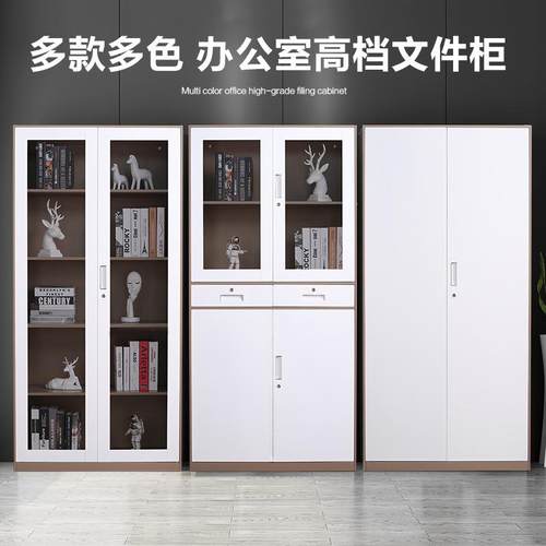 套色铁皮文件柜资料档案财务凭证柜玻璃矮柜书柜移门柜带锁桌边柜