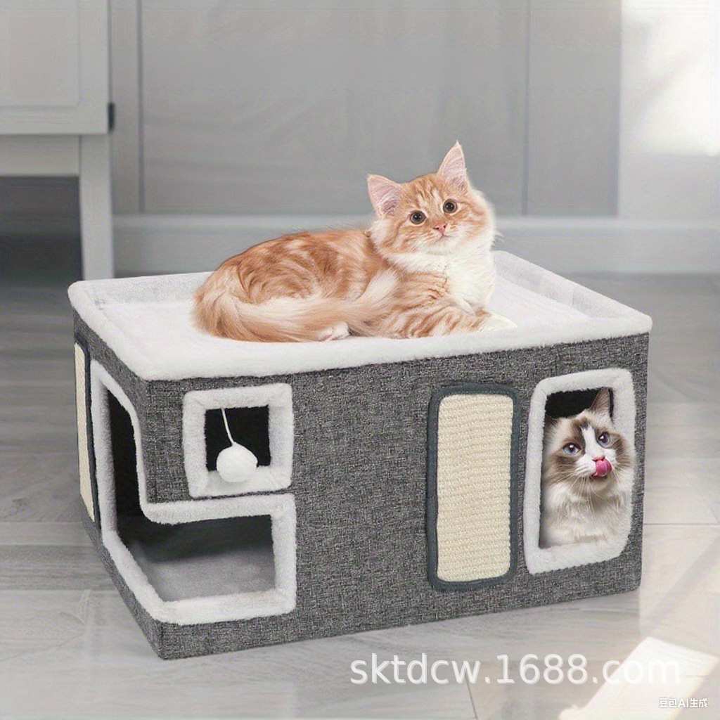 猫窝冬季保暖可拆洗全封闭易清洗一体大号可折叠四季通用宠物猫窝
