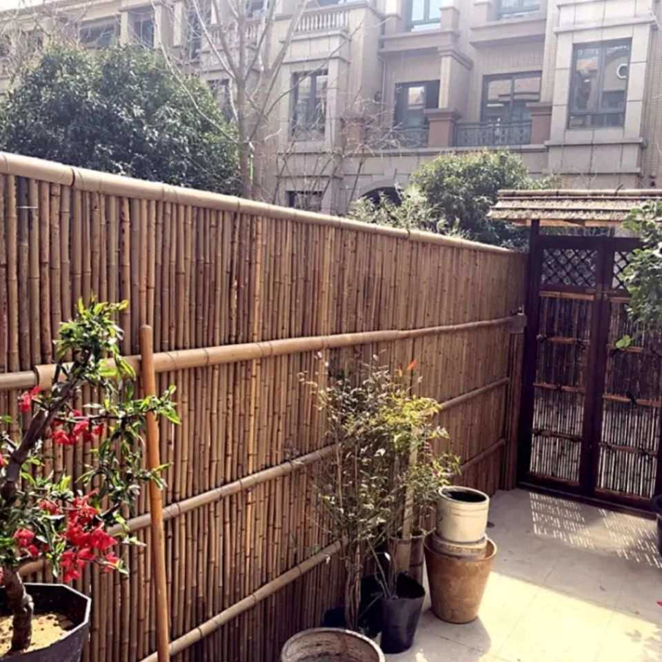 竹篱笆栅栏竹子围栏户外小院子围墙防腐竹排花园护栏挡墙竹竿隔断