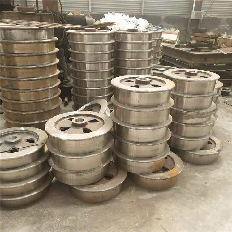 平板车加厚型井下车运输单边铸钢轨道轮 矿用空心实心矿车轮对