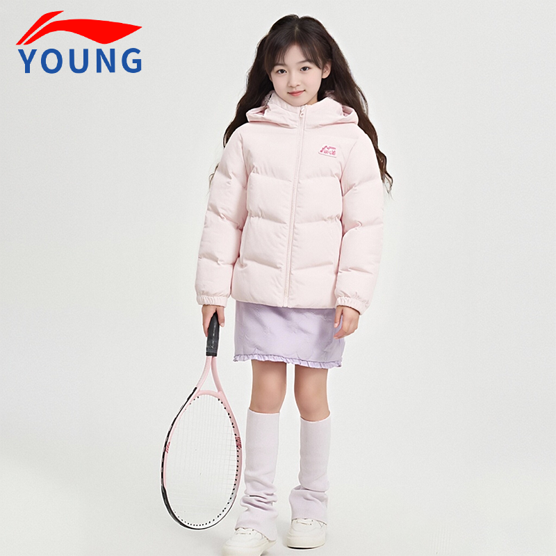 李宁正品女大童防风保暖羽绒服