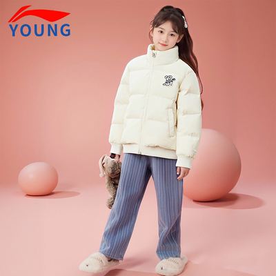 李宁儿童羽绒服大童保暖加绒外套