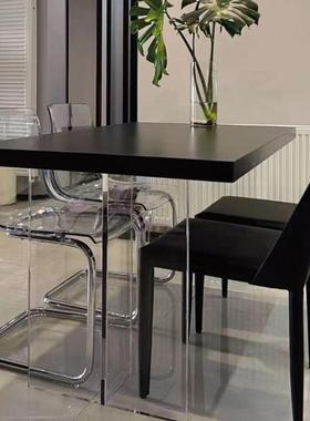 奶下挂款风板亚克力悬浮餐桌轻奢现代简约白色极XMZ简岩小户型油