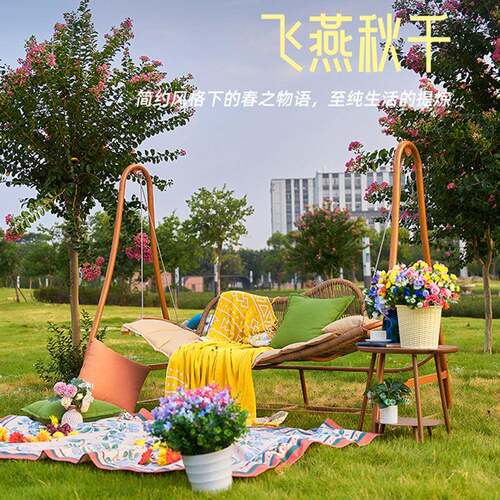 轻奢舒适户人外秋千庭院室外双吊床室内网红花家CF7701园吊阳台用