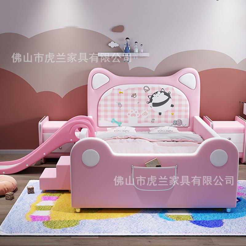 儿床带滑梯男孩孩卡通软包HL20皮床创意童床1.2米1童.5M1.女童8床