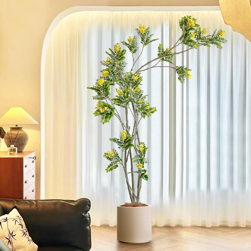 大仿真绿植盆栽槐花树室内型景观装厅客玄关假树ZAP仿饰生植物盆