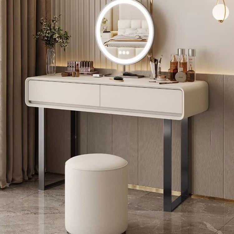 336油风实木桌梳妆台家用卧伸室小型奶感轻奢缩化妆台书收纳柜