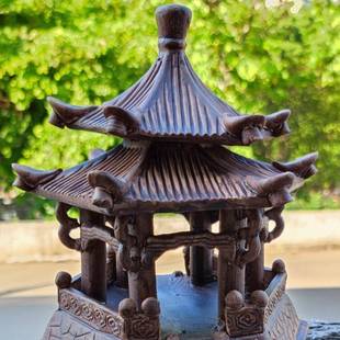 八寸双层设角亭凉亭石MFC湾陶瓷盆景家鱼缸吸水石假山装六饰摆厂