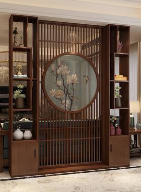 CSE新式中客木屏风隔断厅书房实木现时尚玄关镂空屏风柜代花格
