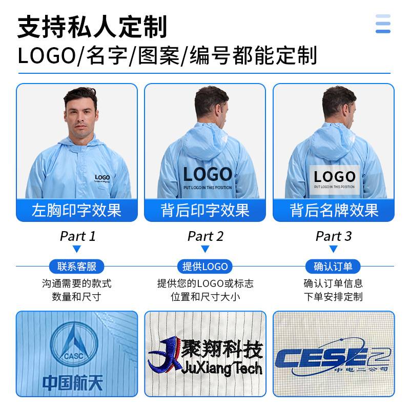 防静电条纹四连体连帽连体服洁净无尘防护服防尘静电衣无尘室车间