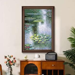 莫画奈睡莲油画挂手绘玄关装饰画美JAP式客厅过道画名复古壁画