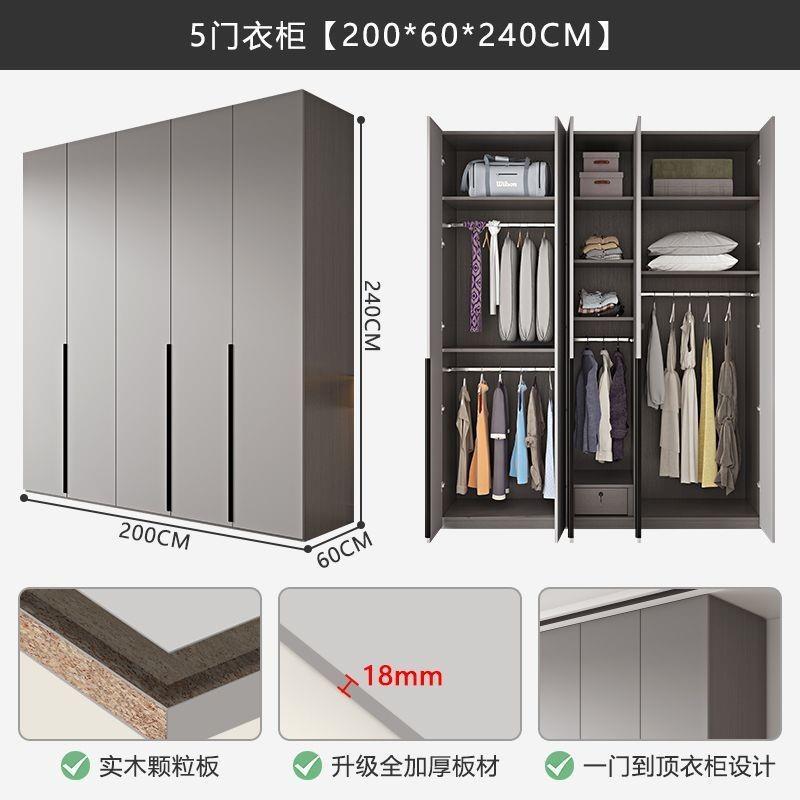 实顶木颗粒板衣柜灰卧平室家用一门到色53933744组合开门大衣柜