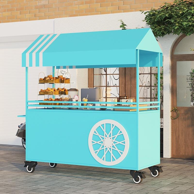 网红场铁艺餐摆小摊推车夜市商超市促销台售货车移HPF动小车吃摊